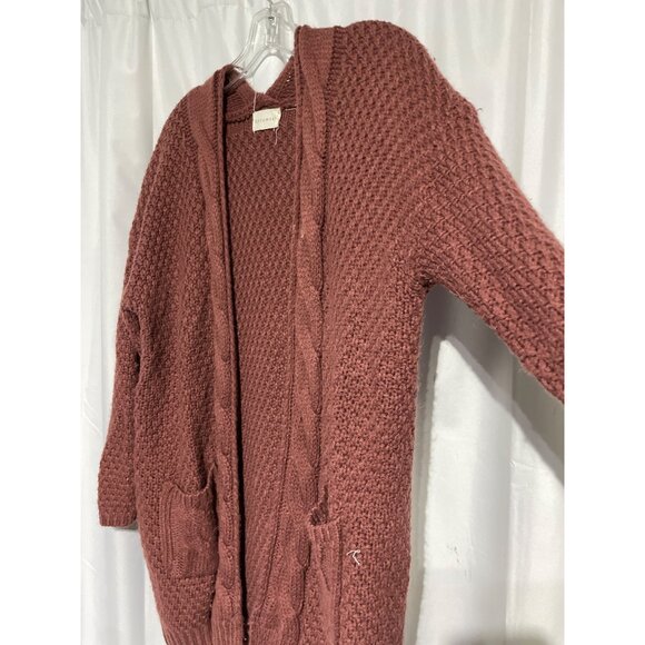 Chunky Knit Open Front Cardigan Sweater With Pockets Dusty Rose By Dreamers Wome - Picture 4 of 5